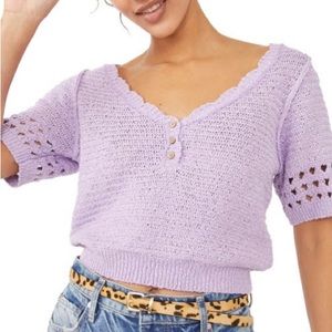 Free People Bree Short Sleeve Crop Sweater